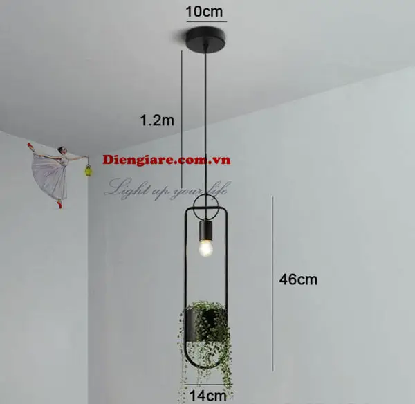đèn thả sắt chậu cây