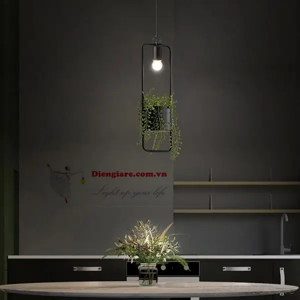 đèn thả sắt chậu cây