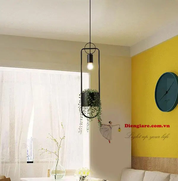 đèn thả sắt chậu cây