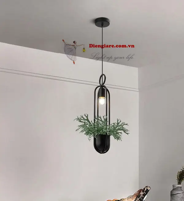 đèn thả sắt chậu cây