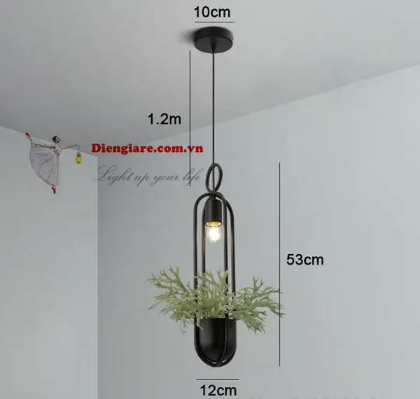 đèn thả sắt chậu cây